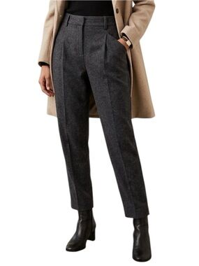 Banana Republic Flannel Pleated Wool Pants Size 8 Charcoal Grey